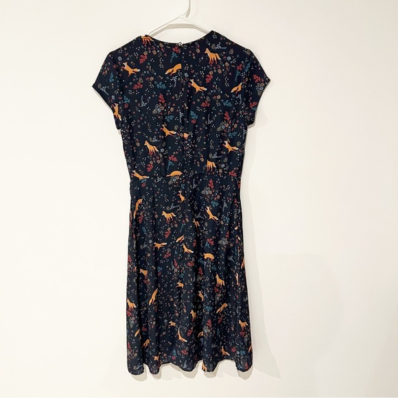 eShakti Wayward Fancies Fox Floral Print Crepe Banded Empire Dress size small/4 - Picture 4 of 8